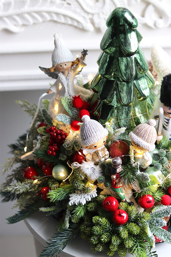 Retera XMAS, stroik ze szklaną choinką	