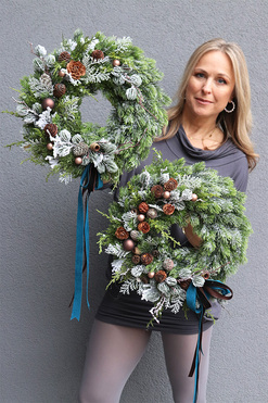 Deluxe Silver Natural, świąteczny wianek na drzwi, śr.43cm