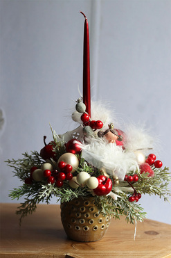 Krystana, świąteczny stroik ze świecą, wym.32x23cm