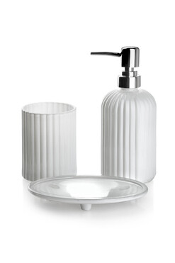 Sharlotte White, szklany zestaw łazienkowy, 3 elementy 400ml