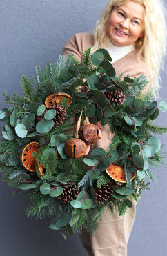 Natural Winter, zimowy wianek z dzwonkiem, śr.58cm 