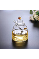 Honey Bee Gold, szklany pojemnik na miód z nabierakiem