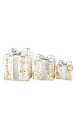 Christmas Gift D, świąteczne prezenty dekoracja LED, kpl.3szt