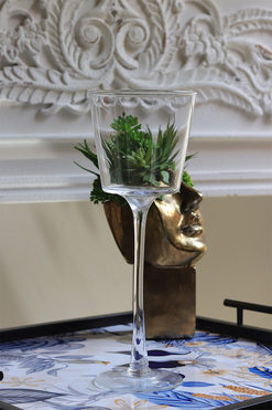 Glass Simple, szklany świecznik na nodze, 30cm