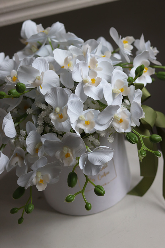 Orchidea White, biały flowerbox ze storczykiem