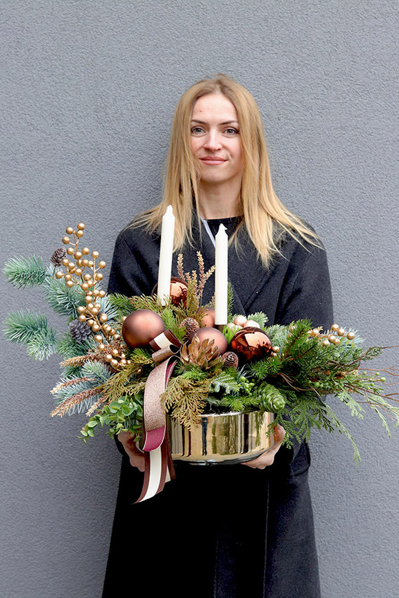 Bursztynowe Święta, stroik świąteczny w misie