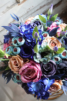 Celisto, szary flowerbox z kolorowymi kwiatami, wym.30x37cm