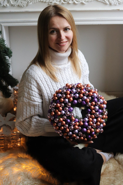 Magiczna Gwiazdka, świąteczny wianek z bombkami, śr.30cm 