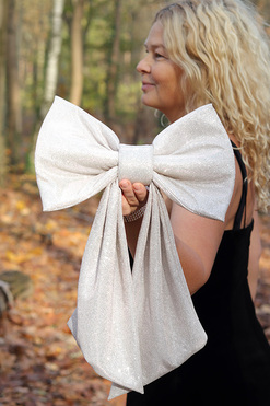 Silver Papillon, dekoracyjna kokarda, srebrna, wym.30x50cm 