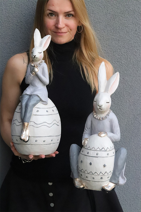 Bunny Egg, ceramiczna figurka wielkanocna