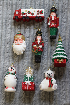 OD RĘKI zestaw bombek choinkowych Toys, Czerwono-Zielona Kraina, 8 sztuk 