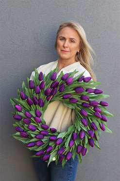 Witaj Wiosno Violeti, wiosenny wianek z tulipanów, śr.58cm