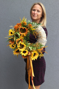  wianek ozdobny Słoneczniki, wym.37cm