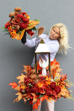 Angelo Garden Autumn Deluxe, komplet dekoracji nagrobnych, bukiet+lampion