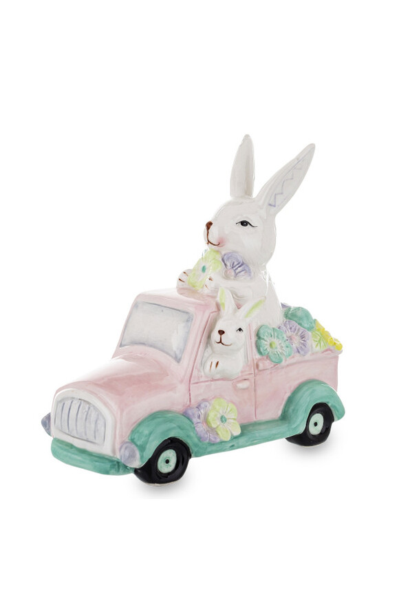 Bunny Life, figurka wielkanocna zajączek w autku
