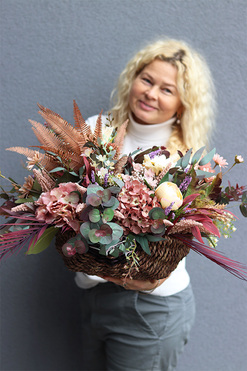 Kleonia Fall, jesienny kosz z kwiatami, wym.40x60cm 