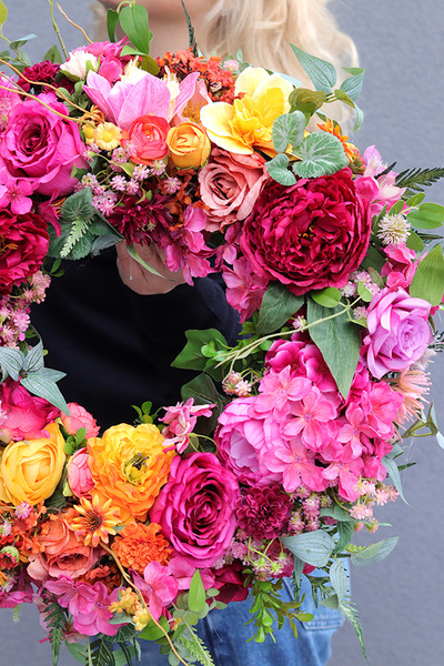 Kolorovy, kolorowy wianek na drzwi, śr.45cm