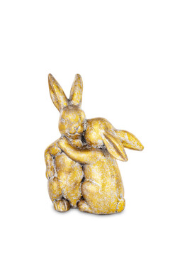 Bunny Love B, wielkanocna figurka zając, złota, wys.19.5cm