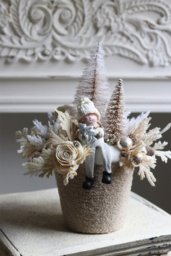 Comfort Christmas Beige, świąteczna kompozycja w osłonce z futerkiem, wym.35x30cm