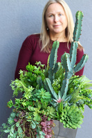 Cacti Acapulco Mirror, sukulenty z kaktusem w stalowej donicy