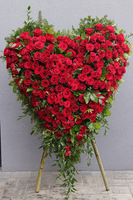 Czerwień Amore, żywa wiązanka pogrzebowa serce