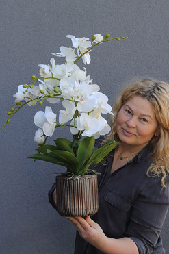 OD RĘKI Tenebris, sztuczny storczyk w ozdobnej donicy, wys.56cm