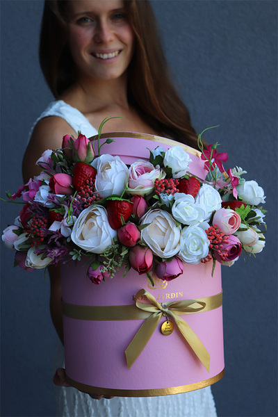 Candy, flowerbox z pokrywką, wys.37cm