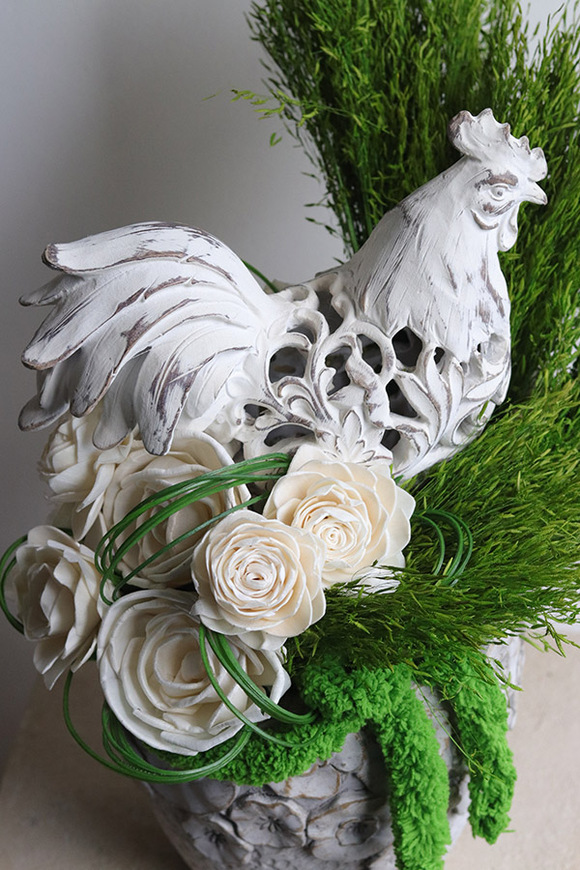 Coco Vintage, stroik wiosenny z kogutem