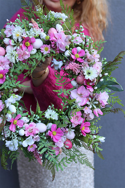 OD RĘKI Różowe Dni Easter, kwiatowy wianek na drzwi, śr.43cm