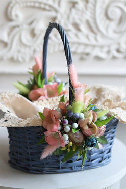 Grey Easter, dekorowany koszyczek wielkanocny, wys.26cm