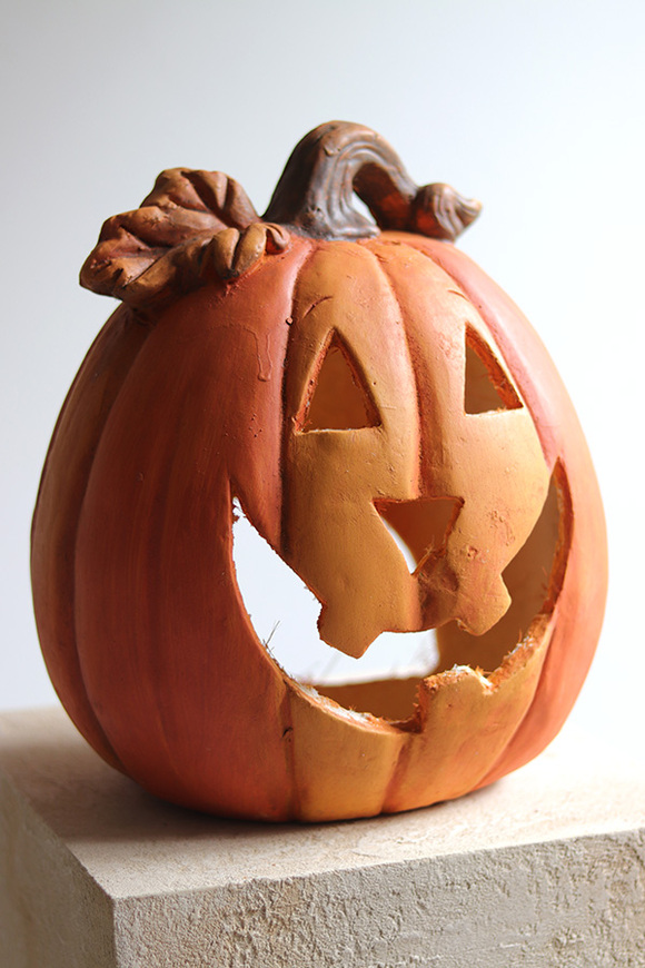 Happy Pumpkin Light, dekoracyjna dynia ceramiczna lampion, wym.32x26x21cm