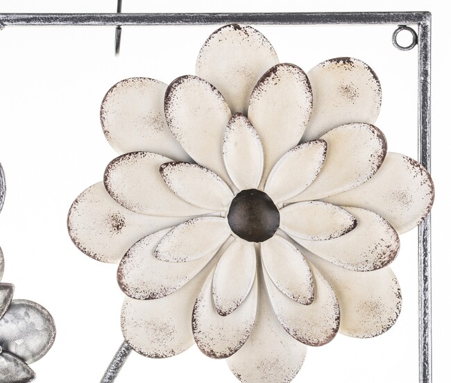 Floriana A, metalowy decor ścienny z kwiatami, wym.40.5x40.5x2cm