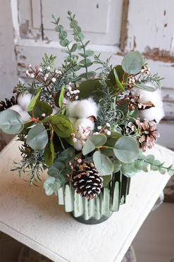 Eukaliptusowy, zimowy bukiet z bawełną, dł.30cm 