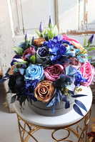 Celisto, szary flowerbox z kolorowymi kwiatami, wym.30x37cm