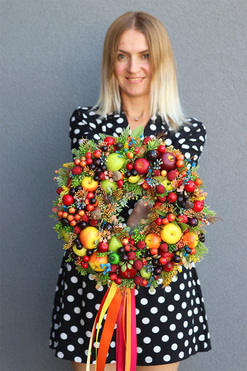 Herta, jesienny wianek z owocami, śr.33cm