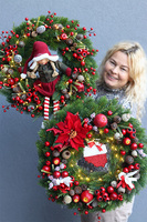 dekoracyjny wianek zimowy z zawieszką, Niech Żyje Polska, śr.46 cm  