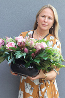 Pink Trenia, wiązanka kompozycja nagrobna w misie