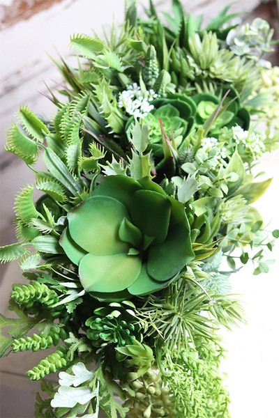 Anyati Laos, bogata kompozycja Sukulenty w lustrzanej donicy, wym.27x52cm