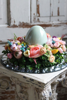 Libelito, wielkanocny stroik na kryształowej tacy, śr.35cm 