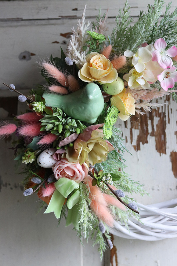 Green Bird, wielkanocny wianek z ptaszkiem, śr.35cm 