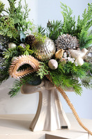 Kokarda Beż, świąteczny stroik w kokardzie