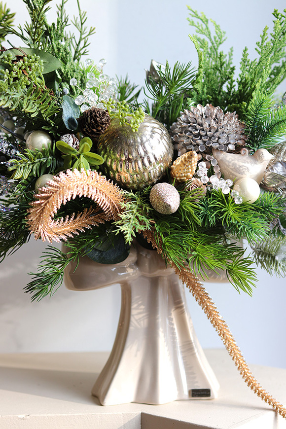 Kokarda Beż, świąteczny stroik w kokardzie