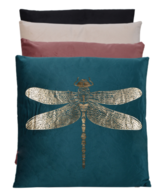 Jardin, poduszka welurowa z ważką, kwadratowa, zielona, wym.45x45cm