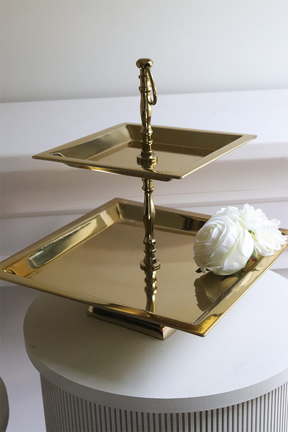 Lux Villa Gold Sweetie, etażerka dwupiętrowa, kwadratowa