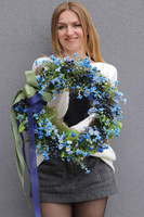 Blueberry, niebieski wianek na drzwi z jagodami