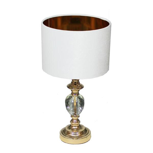 Crystal Simple, lampa stołowa z białym abażurem, wys.47cm   