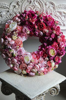 Delicja Gradia Big, bogaty różowy wianek na drzwi