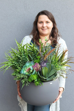 Cacti Desaro Fiberglass 2, kompozycja z sukulentami, wym.60x44cm  