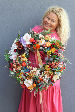 Jesienna Aria, jesienny wianek z owocami, śr.48cm