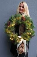 Simple Christmas, komplet dekoracji świątecznych, wianek + girlanda